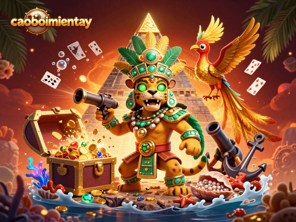 Experience the excitement of caoboimientay with dynamic 3D characters and vibrant casino-themed elements.
