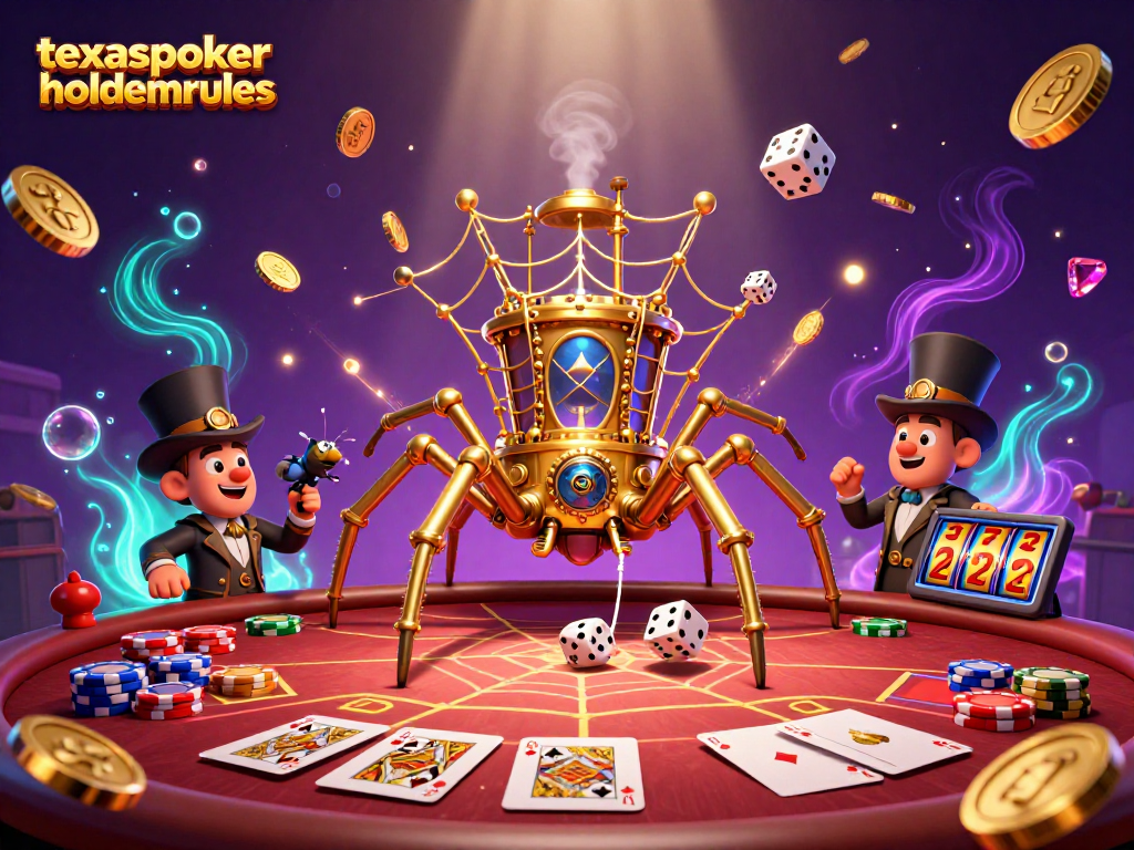 Engage with texaspokerholdemrules through a lively scene featuring poker elements and a steampunk twist.
