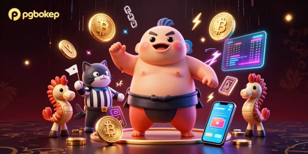 Engage in thrilling pgbokep gameplay with vibrant underwater casino elements and crypto visuals.