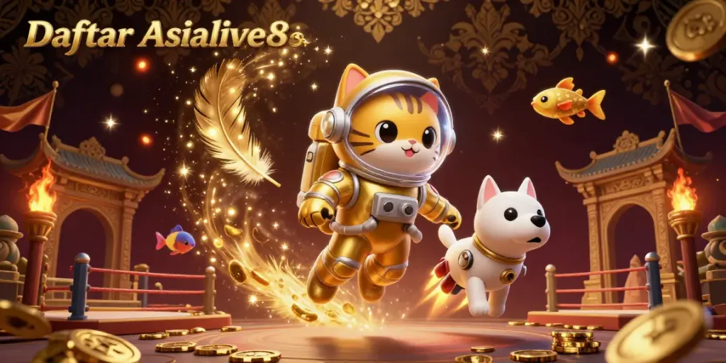 Engage with Daftar Asialive88's thrilling 3D casino scene featuring vibrant characters and gambling elements.
