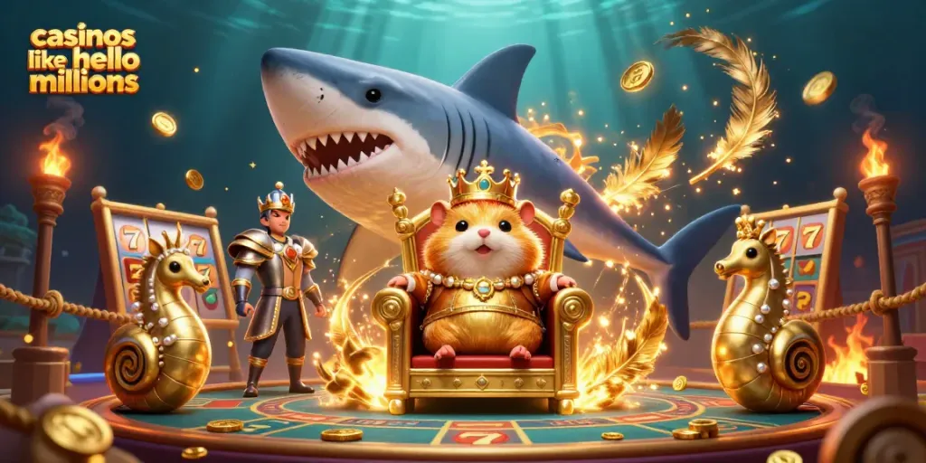 Experience the excitement of casinos like hello millions with this vibrant 3D gambling scene.