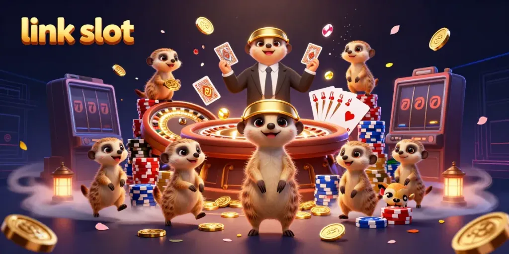 Taruhan seru pada permainan link slot dengan karakter meerkat dalam kasino ceria.