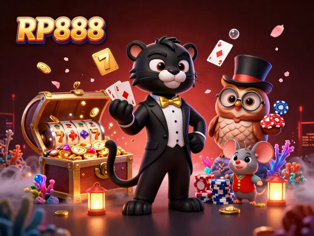 Experience the thrill of RP888 with a 3D panther dealer at a vibrant casino.