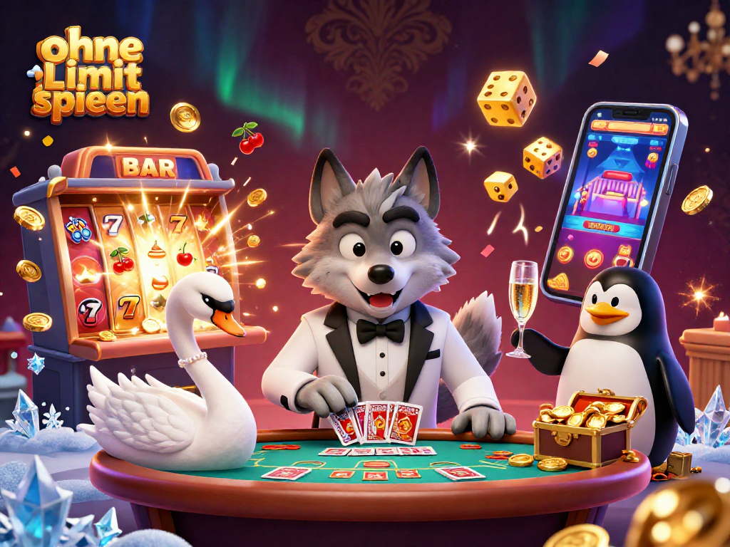 Engage in ohne Limit spielen with animated characters enjoying a vibrant casino scene
