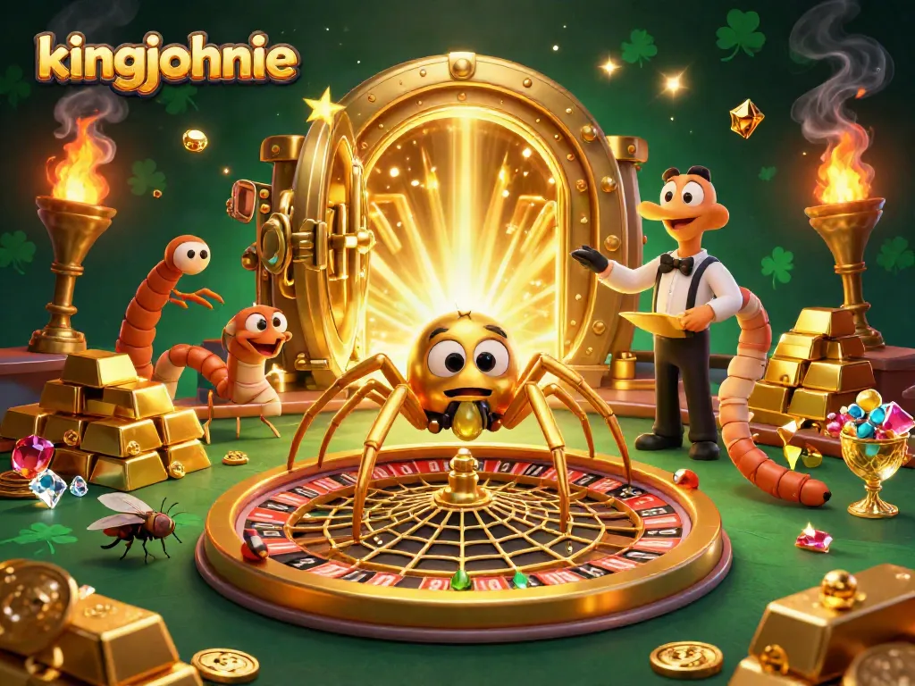 Experience electrifying action at kingjohnnie casino with a golden roulette wheel scene.