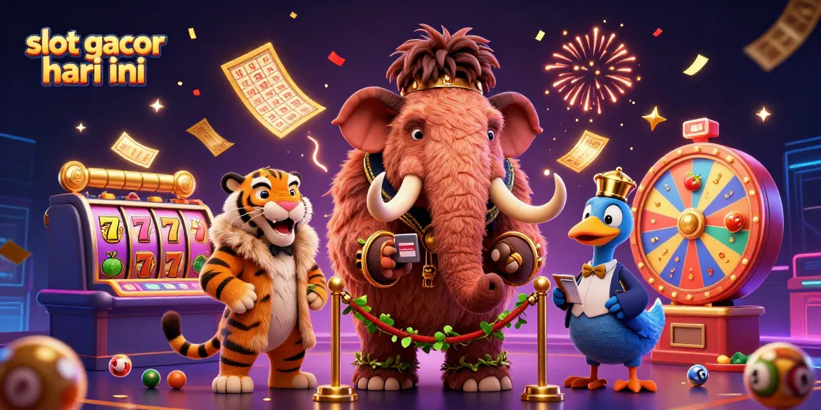 Slot gacor hari ini menampilkan karakter kasino ikonik dalam ilustrasi 3D yang penuh warna.