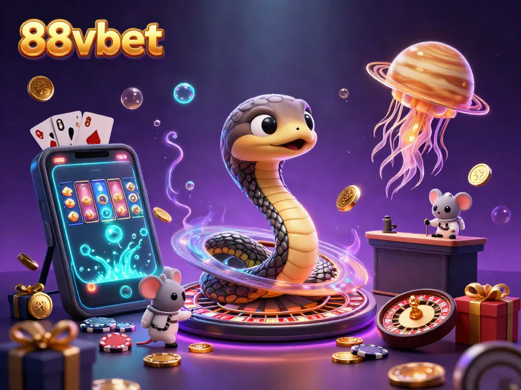 Engage in thrilling bets at 88vbet with a vibrant visual of a cosmic-themed casino illustration.