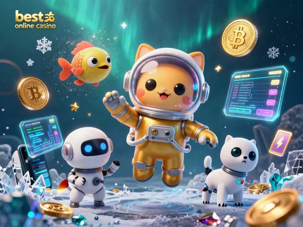 Win big at the best usa online casino with this vibrant 3D illustration featuring cosmic characters.