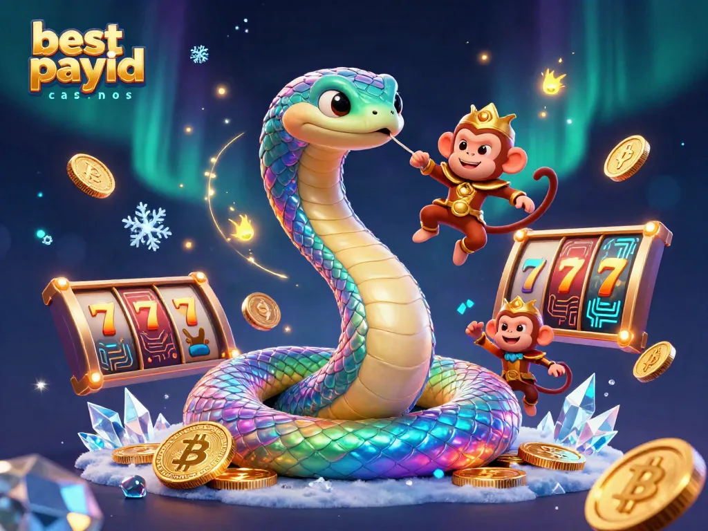 Engaging scene of the best PayID casinos featuring a colorful rainbow serpent and monkey king for players.
