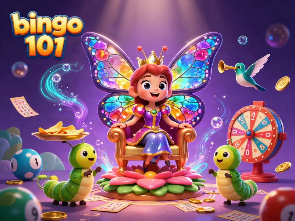 Engage with bingo 101 through vibrant bingo-themed imagery with characters and game elements.
