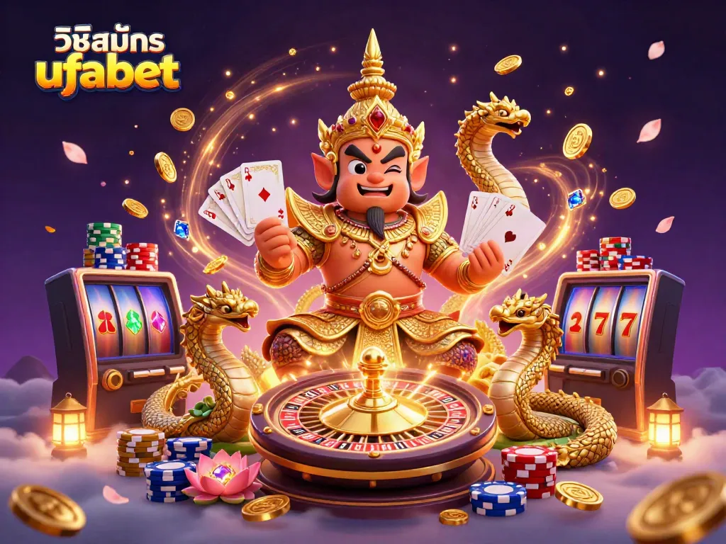 Experience วิธีสมัคร ufabet with fun characters and bright casino elements, showcasing lucky spins.