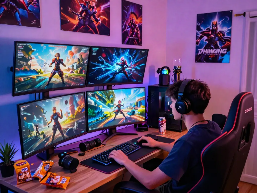 Pengguna menikmati pengalaman bermain di platform nagaslot77 dengan peralatan gaming modern dan suasana yang menggembirakan.