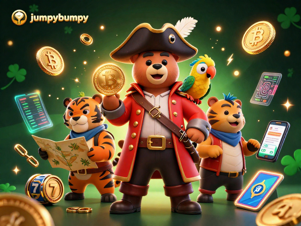 Experience thrilling jumpybumpy gameplay with cartoon pirate captain bear and energetic casino elements.