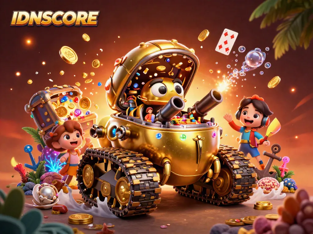 Join the IDNSCORE gaming adventure with a vibrant casino tank scene, packed with treasures and excitement!