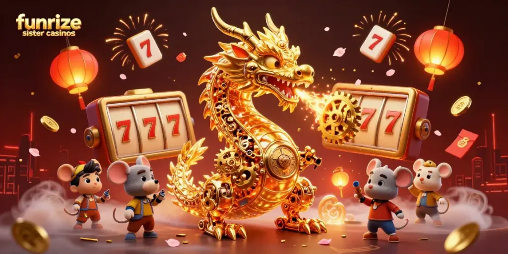 Engage with funrize sister casinos through this vibrant 3D illustration showcasing casino elements.