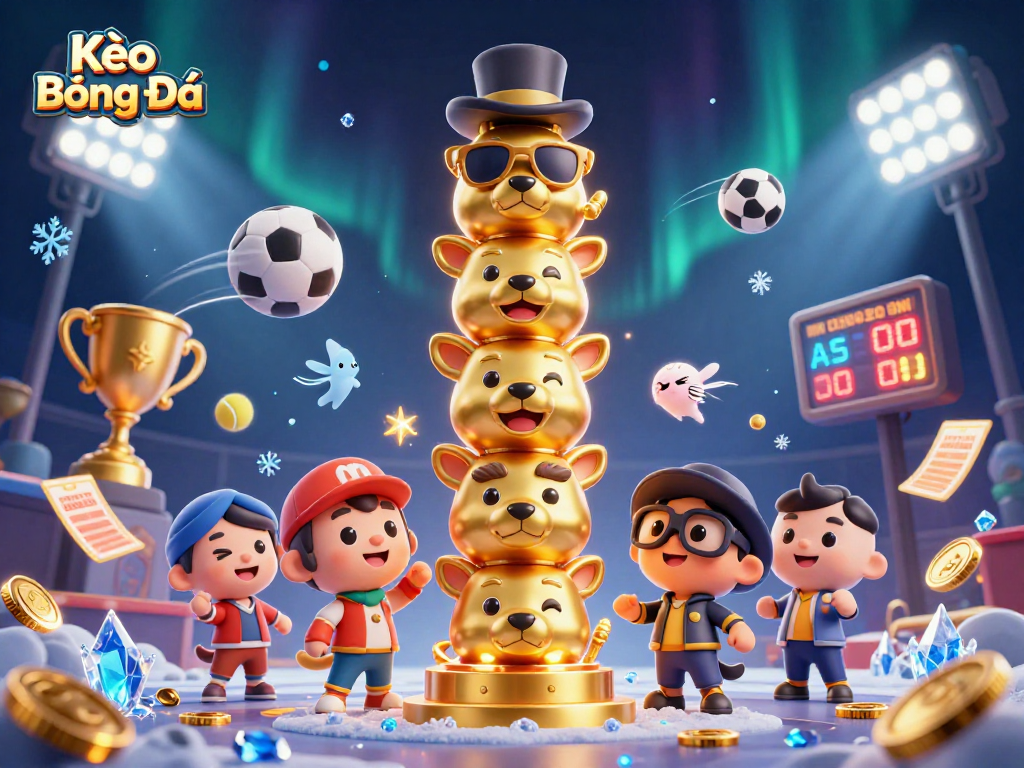Kèo Bóng Đá showcasing animated sports betting dynamics with energetic character interactions and vibrant casino elements