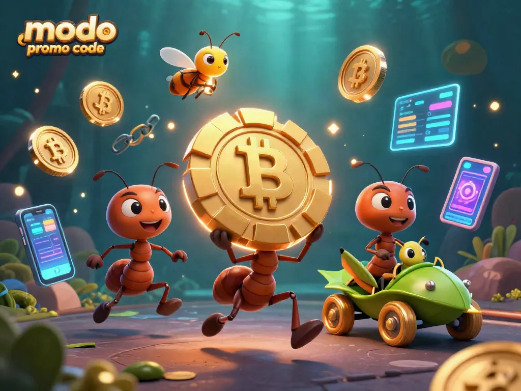 Experience the excitement of Modo Casino promo code with a vibrant heist scene featuring ants and gold coins.