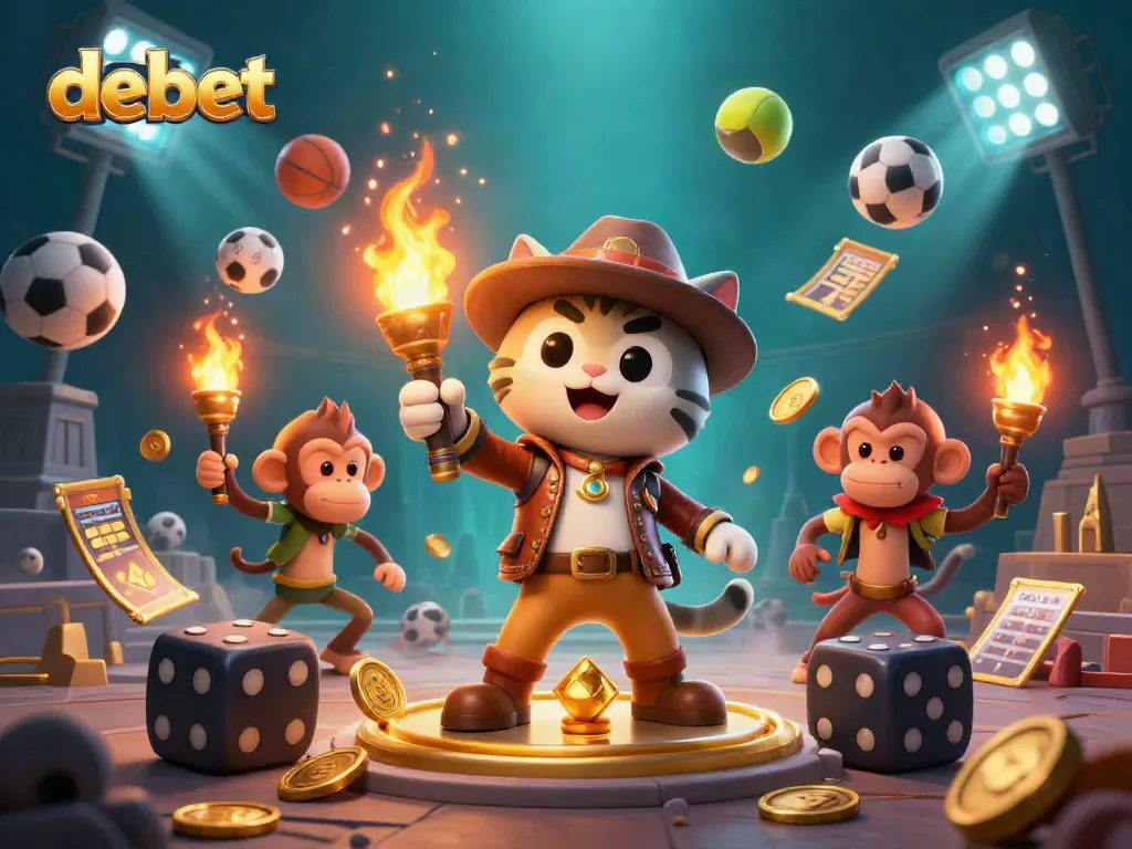 Experience thrilling gaming at Debet's online casino with dynamic action and vibrant casino elements.