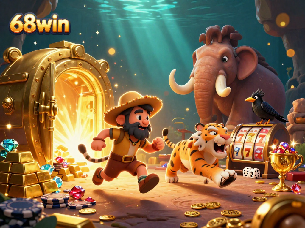 Experience winning at 68win's prehistoric casino with cavemen and treasure!