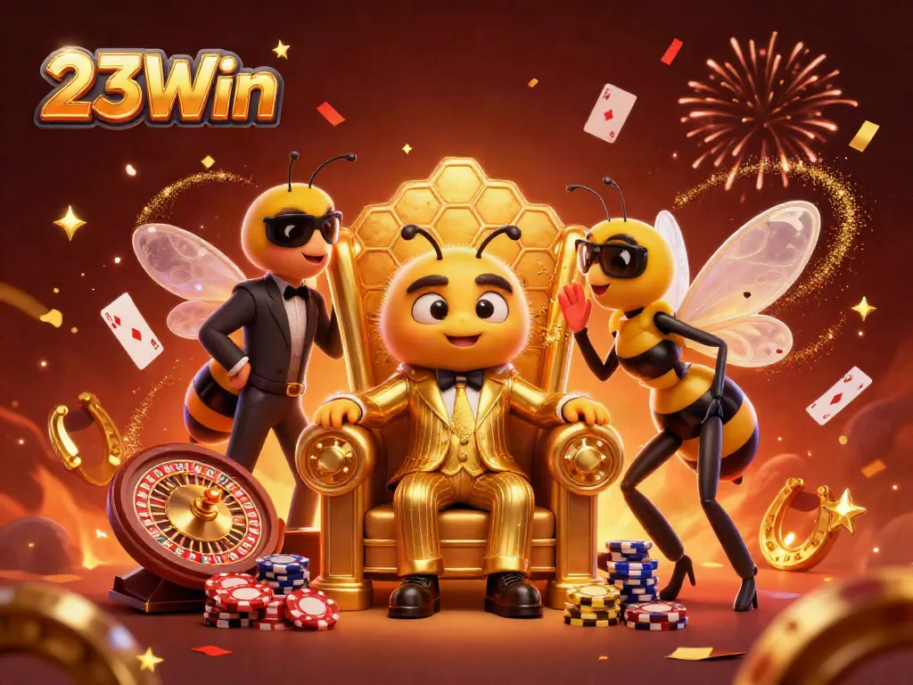 Engage in thrilling games at 23Win with festive high-stakes action in a vibrant casino scene.