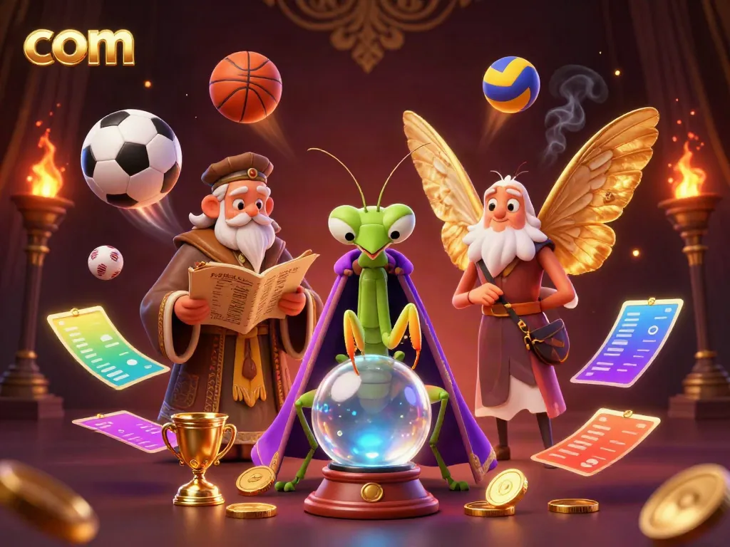 Experience thrilling action at com with a fantasy illustration featuring a mantis fortune teller and wise moth librarian in a vibrant casino scene.
