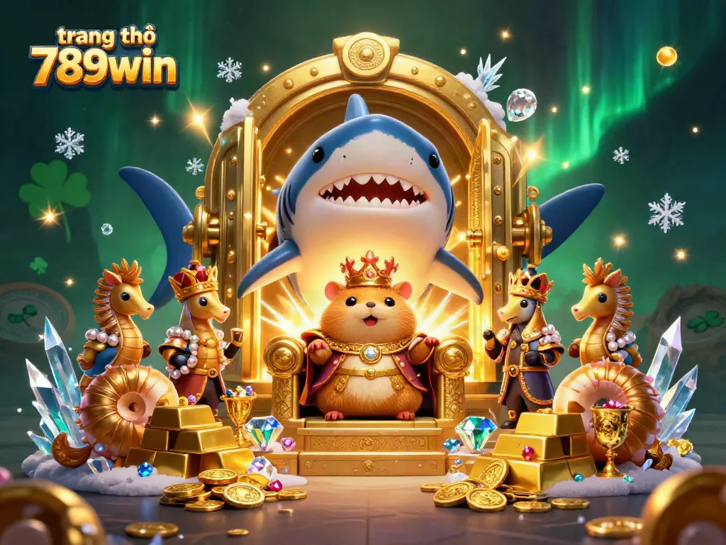 Experience excitement at trang chủ 789win, featuring a hamster king with treasures in a vibrant royal setting.