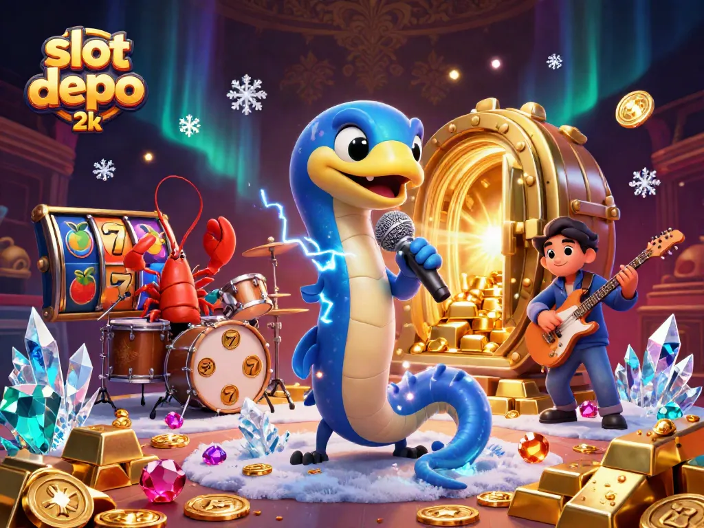 Experience the excitement at slot depo 2k with a lively underwater casino scene featuring unique characters.