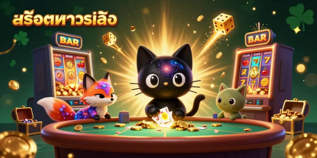 เล่นสล็อตทดลองเล่นที่คาสิโนในจักรวาล พร้อมกับสัตว์น่ารักและโบนัสทองคำ